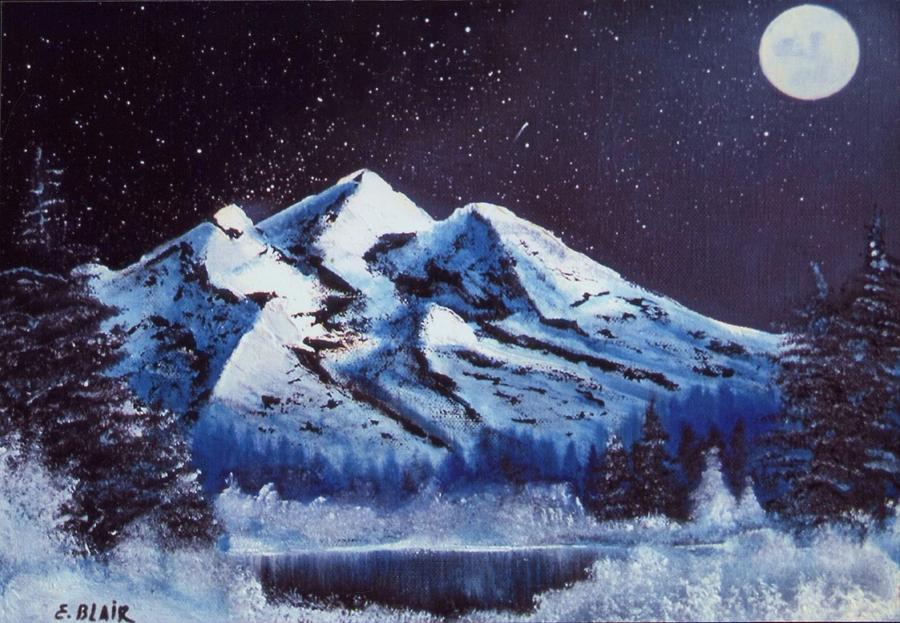 900x623 Alaskan Night Painting By Eileen Blair - Mountain Night Painting