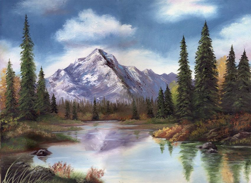 850x619 Oil Painting - Mountain Oil Painting