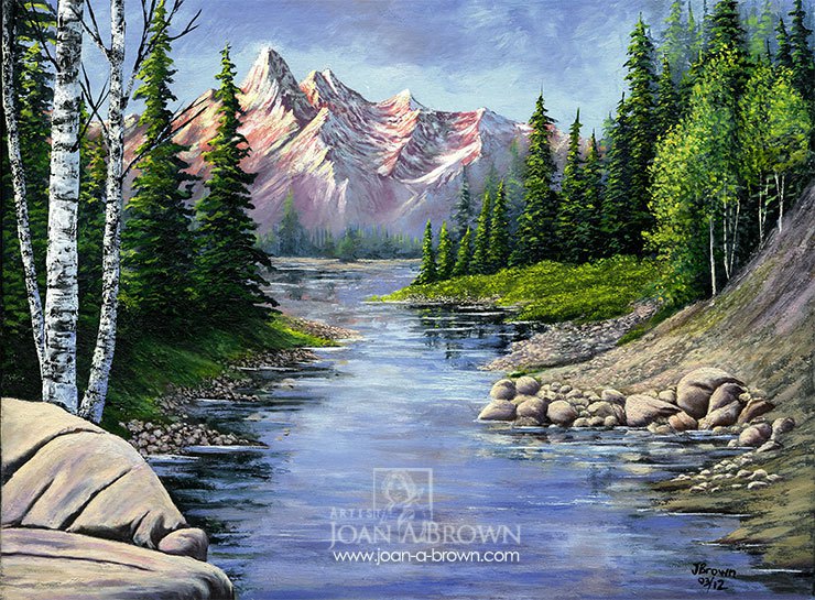 740x545 Redrock Mountain Oil Painting Byrtist Joan Brownartist Joan - Mountain Oil Painting