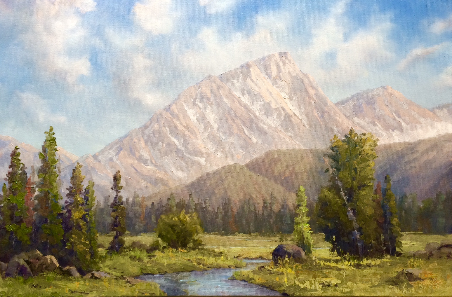 1548x1018 Fresh Off The Easel 24x30 Oil Painting On Canvas - Mountain Oil Painting