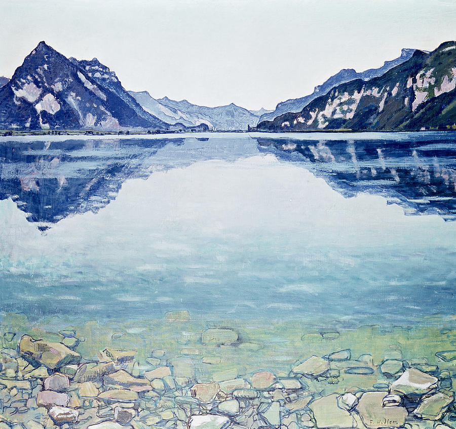 900x846 Thunersee Von Leissigen Painting By Ferdinand Hodler - Mountain Painting