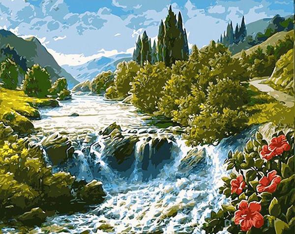 600x476 Diy Painting By Numbers - Mountain Painting