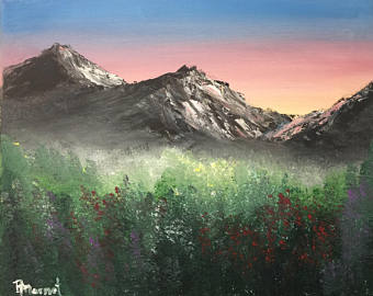 340x270 Mountain Painting Etsy - Mountain Range Painting