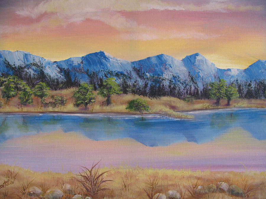 900x675 Blue Mountain Range Painting By Collette Bortolin - Mountain Range Painting