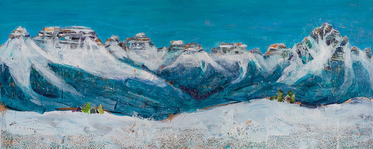 1200x480 San Juan Mountains, Mixed Media Mountain Painting Kelliedayart - Mountain Range Painting