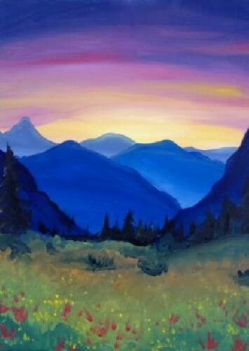 355x500 Mountain Crews Craft Paintings, Canvases And Acrylics - Mountain Range Painting