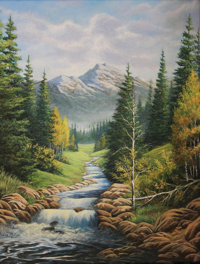 683x900 Mountain River View Painting By Diana Miller - Mountain River Painting