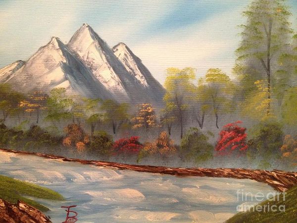 600x450 Cool Mountain River Painting - Mountain River Painting