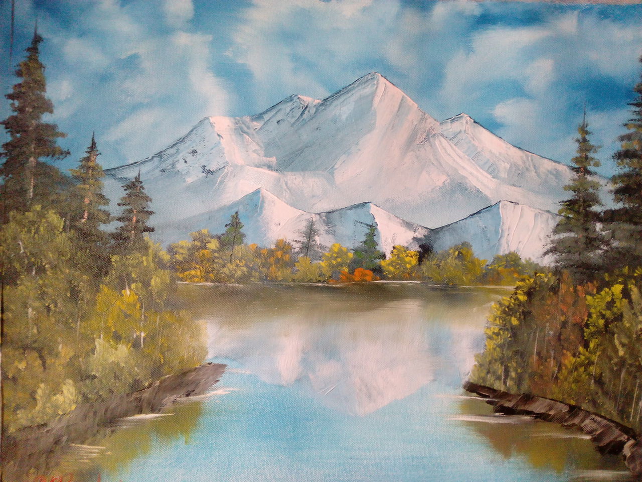 1280x960 Buy Mountain Reflection ( 19 X 15 Inch ) Handmade Painting By - Mountain River Painting