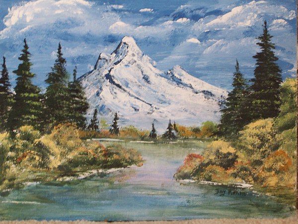600x450 Mountain Stream Painting By Joy Kenan - Mountain Scene Painting