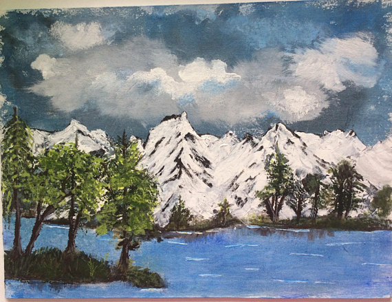570x439 Mountain Scene Painting - Mountain Scene Painting