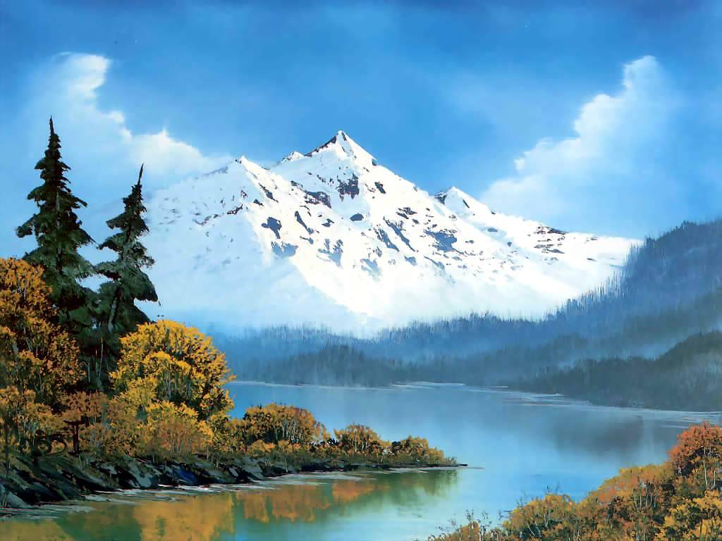 1024x768 The Joy Of Painting With Bob Ross Winter, Mountains Amp Snow - Mountain Scene Painting