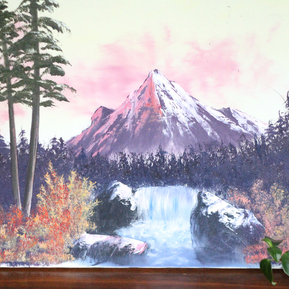 1000x1000 Vintage Mountain Scene Painting Vintage Home Decor Portland - Mountain Scene Painting