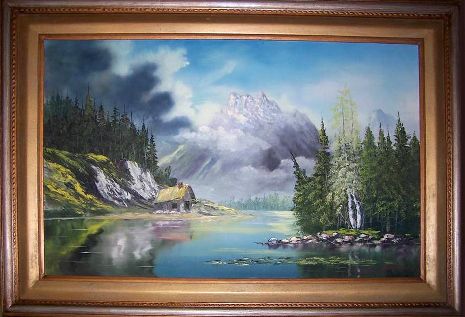 941x641 Bill Alexander, Mountain Scene, Oil Painting - Mountain Scene Painting