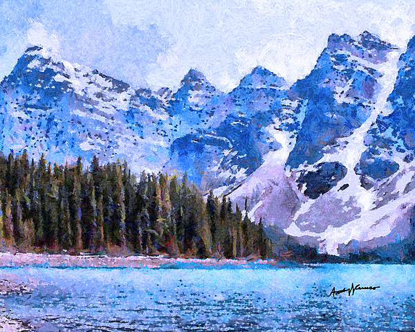 600x480 Canadian Rocky Mountain Scene Painting By Anthony Caruso - Mountain Scene Painting