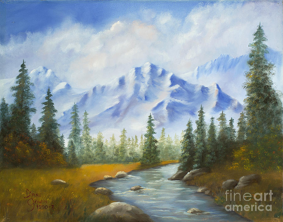 900x707 Fall Mountain Scene Painting By Diane Gowin - Mountain Scene Painting