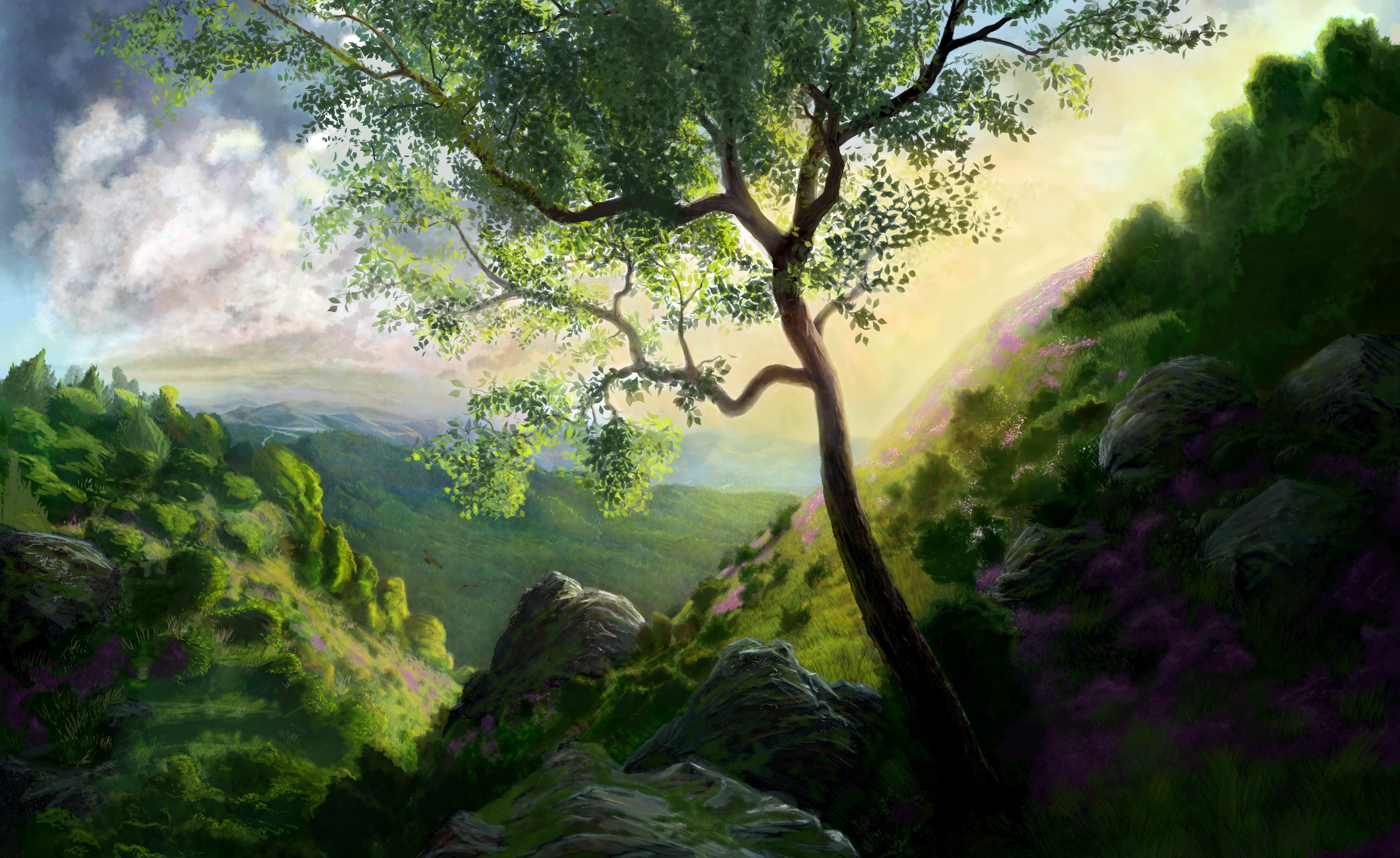 5120x3140 Mountain Scenery Painting - Mountain Scenery Painting