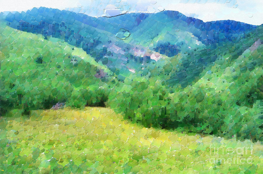 900x598 Summer Mountain Scenery Painting Painting By Magomed Magomedagaev - Mountain Scenery Painting