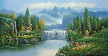 425x220 Beyonddream Oil Painting 24x48 Beautiful Countryside - Mountain Scenery Painting