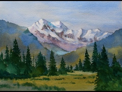480x360 Beginners Mountain Watercolor - Mountain Scenery Painting