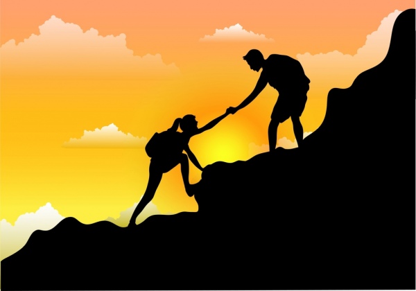 600x420 Help Painting Mountain Climber Icon Cartoon Silhouette Design Free - Mountain Silhouette Painting