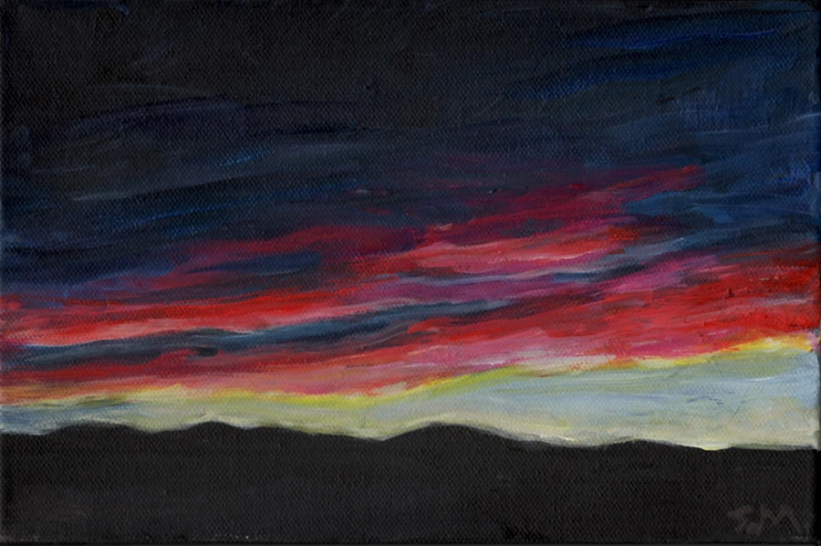 900x598 Mountain Silhouette Painting By Susan Moore - Mountain Silhouette Painting