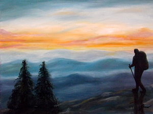 300x225 Mountain Silhouette Paintings - Mountain Silhouette Painting