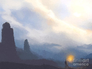 300x225 Mountain Silhouette Paintings Fine Art America - Mountain Silhouette Painting