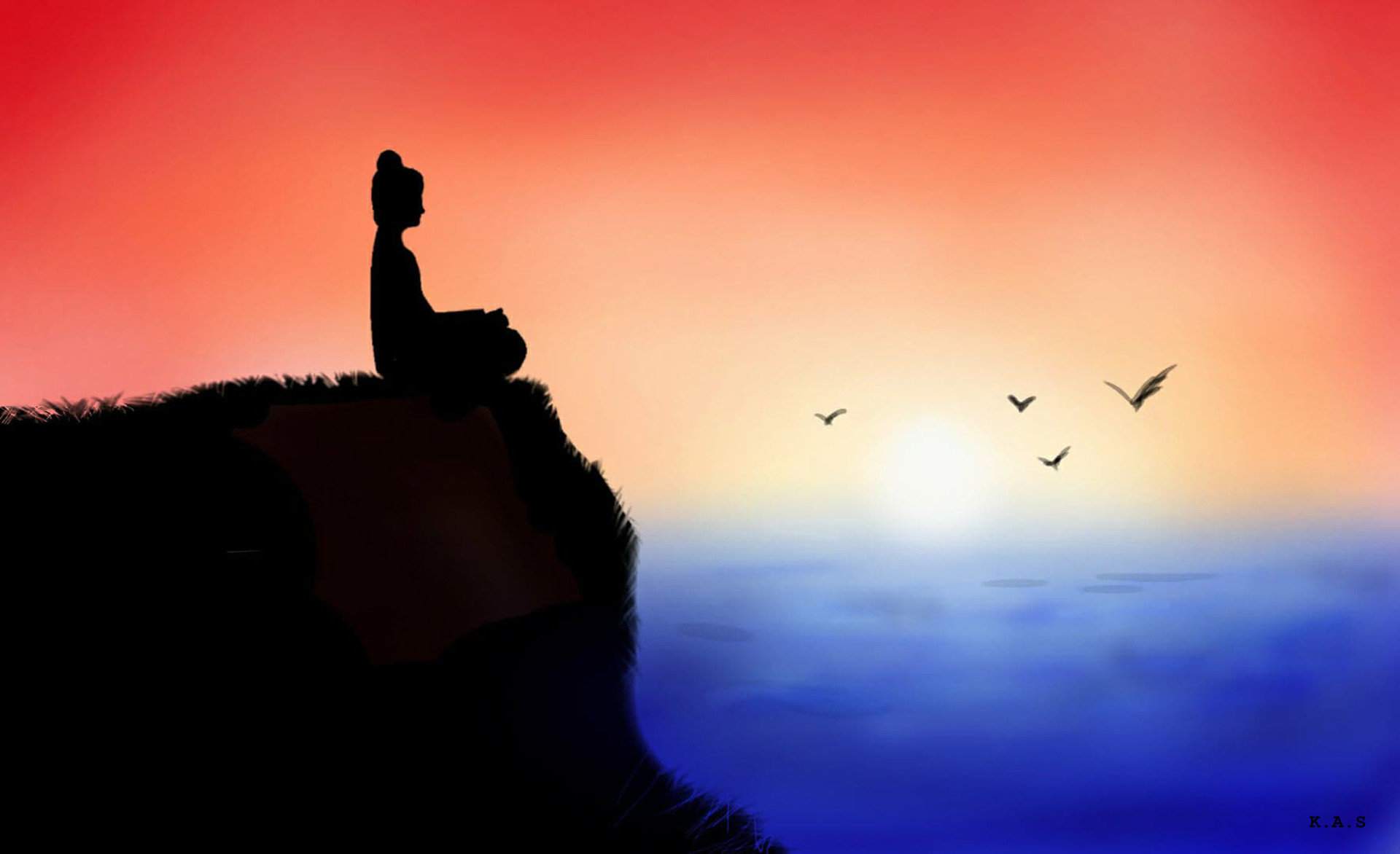 1920x1172 Artstation - Mountain Silhouette Painting