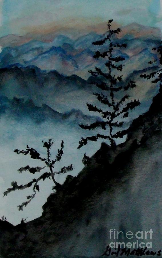 567x900 Blue Ridge Mountain Silhouette Painting By Gail Matthews - Mountain Silhouette Painting