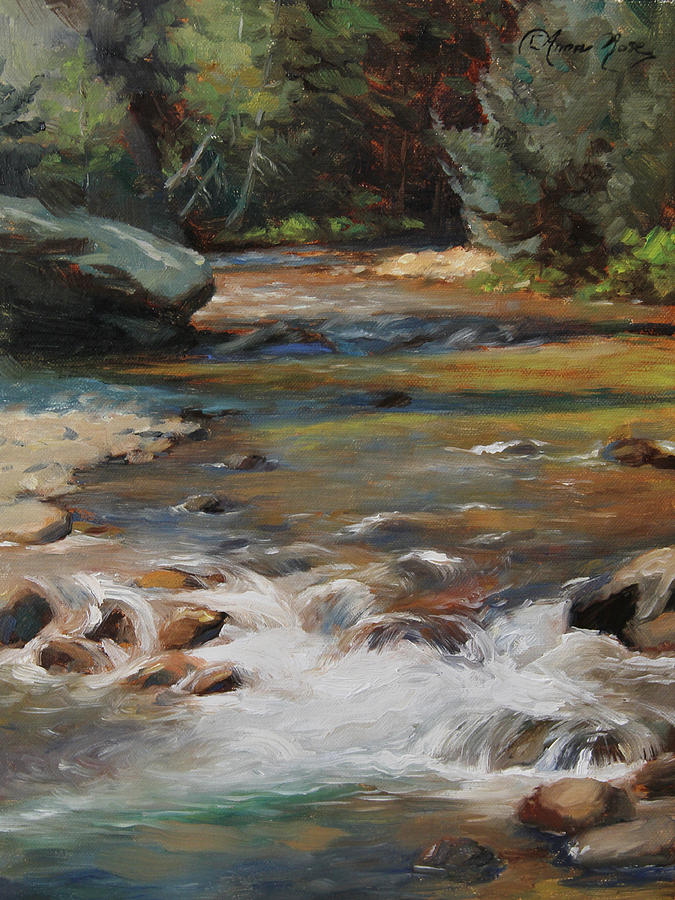 675x900 Mountain Stream Painting By Anna Rose Bain - Mountain Stream Painting