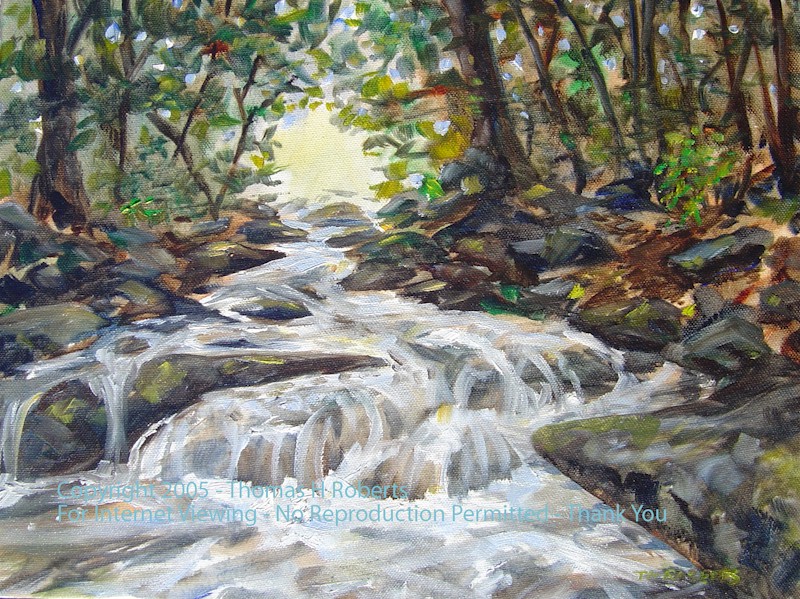 800x599 Paintings Of Tom Roberts - Mountain Stream Painting