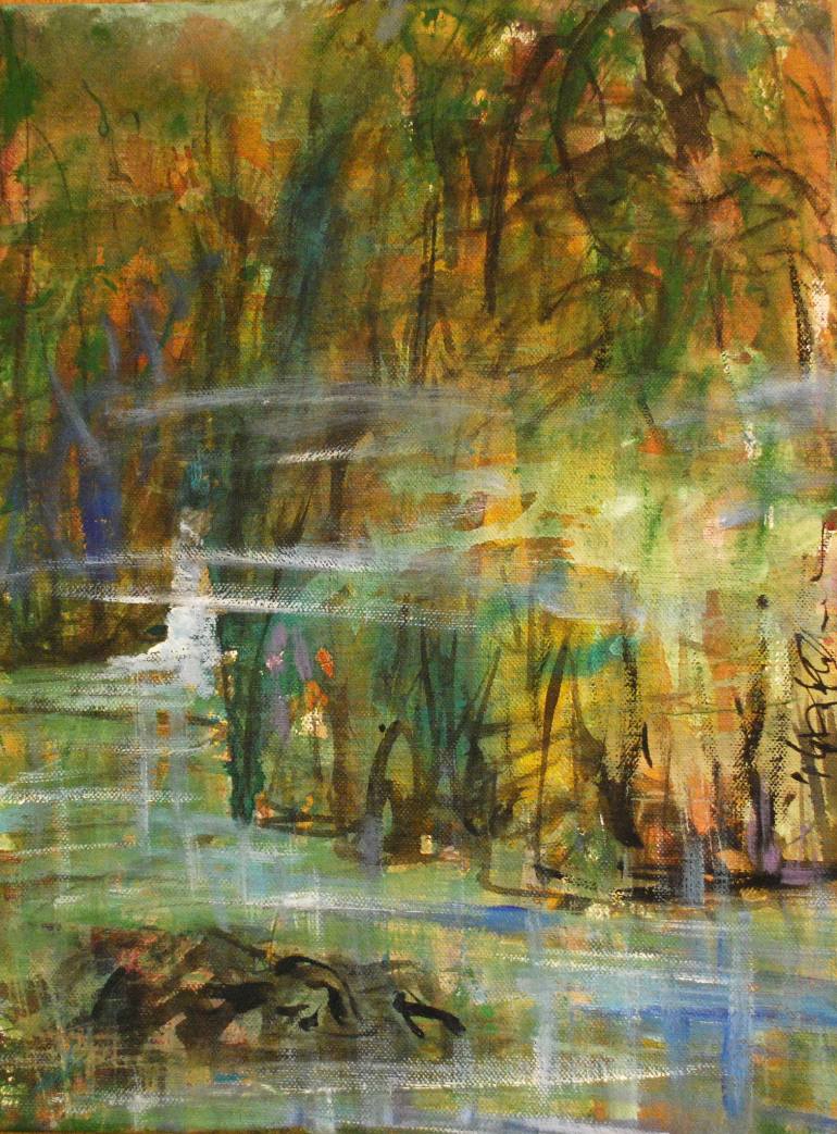 770x1043 Saatchi Art Green Mountain Stream Painting By Earthstone Chu - Mountain Stream Painting