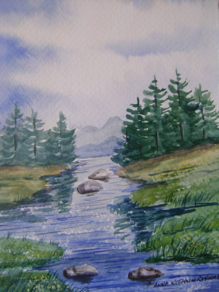 770x1027 Saatchi Art Mountain Stream Painting By Anna Williams - Mountain Stream Painting