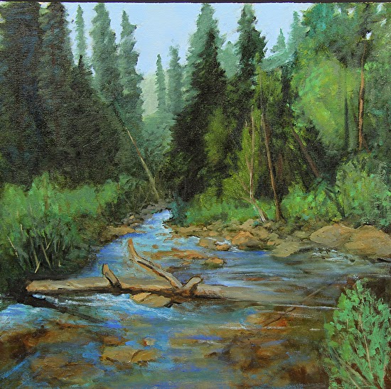 550x548 Landscape Artists International Original Colorado Mountain - Mountain Stream Painting