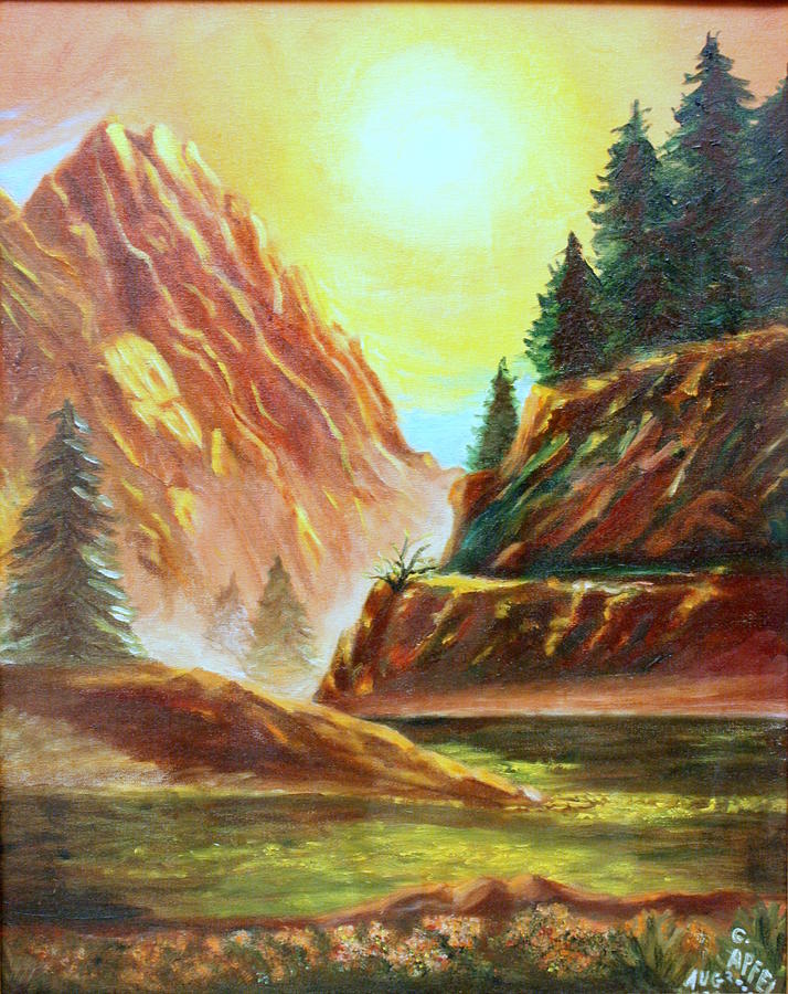 714x900 Mountain Sunrise Painting By Gloria M Apfel - Mountain Sunrise Painting