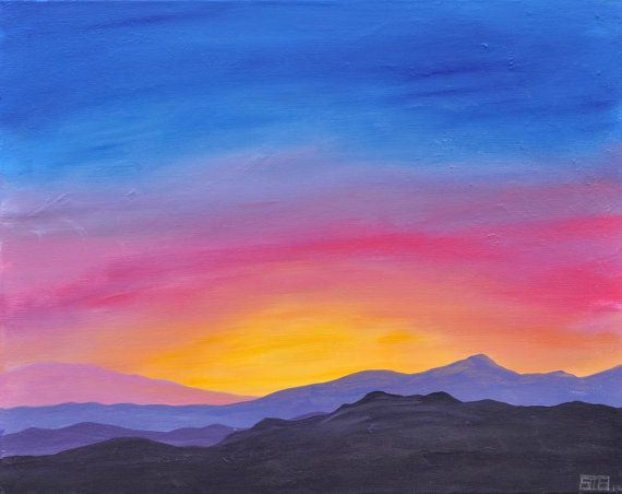 570x452 Mountain Sunrise Original Acrylic Landscape Painting On Canvas - Mountain Sunrise Painting