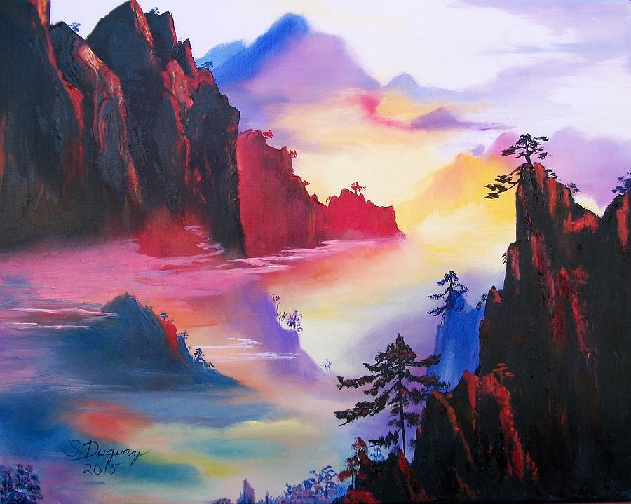 900x719 Mountain Top Sunrise Painting By Sharon Duguay - Mountain Sunrise Painting