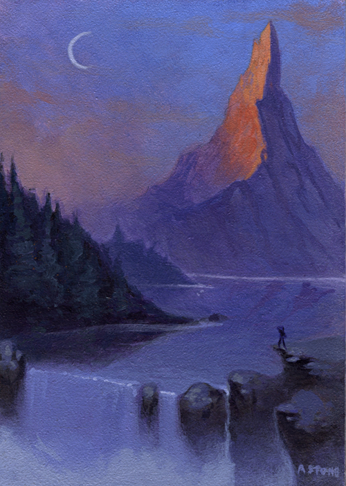 500x702 Painting Exercise Mountain Sunrise By Alexstoneart - Mountain Sunrise Painting