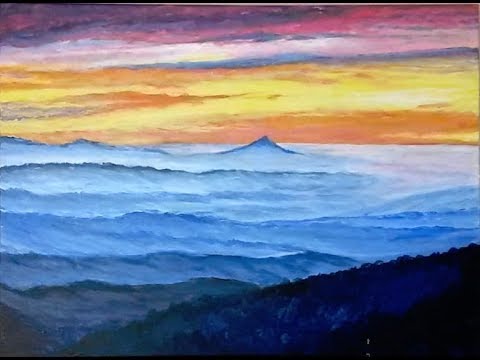 480x360 Pilot Mountain, Nc - Mountain Sunrise Painting