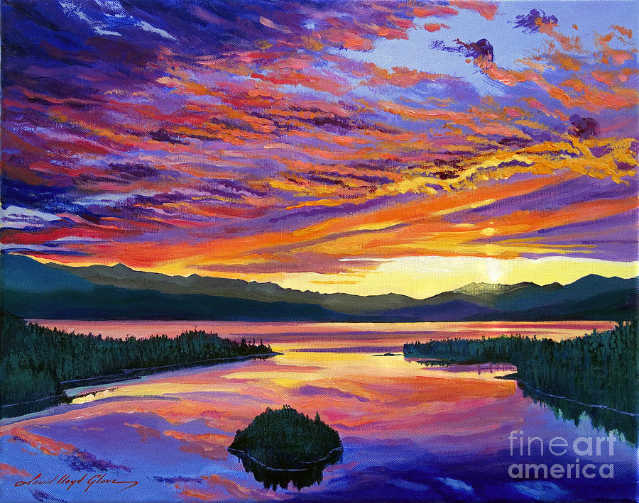 900x709 Paint Brush Sky Painting By David Lloyd Glover - Mountain Sunset Painting