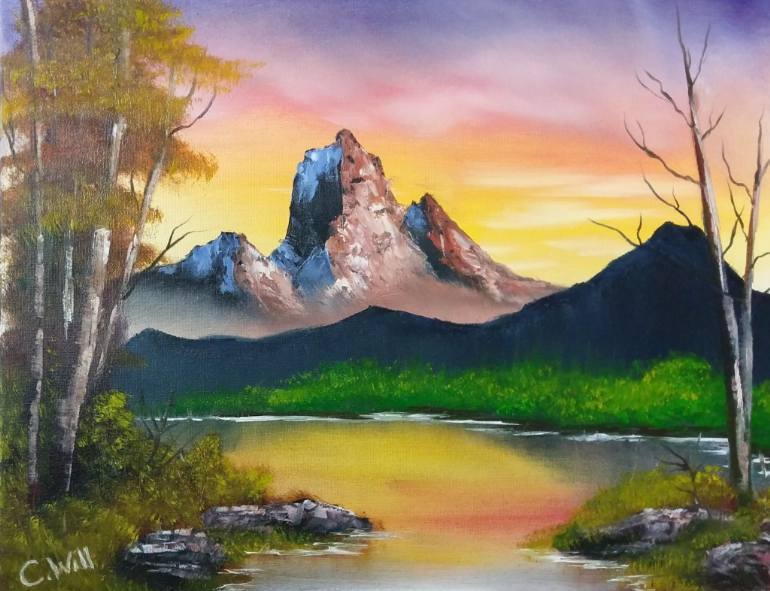 770x591 Saatchi Art Mountain Sunset Painting By Claire Williams - Mountain Sunset Painting