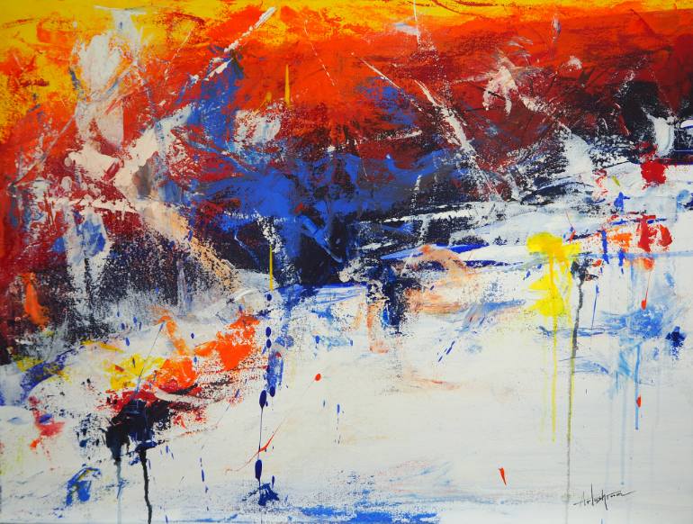 770x582 Saatchirt Snowy Mountain Sunset 1.1 Painting Byrtushroom - Mountain Sunset Painting