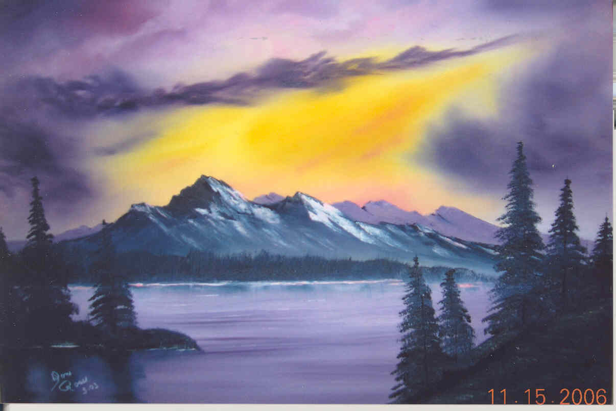 1206x806 Don Ross Art Studio - Mountain Sunset Painting