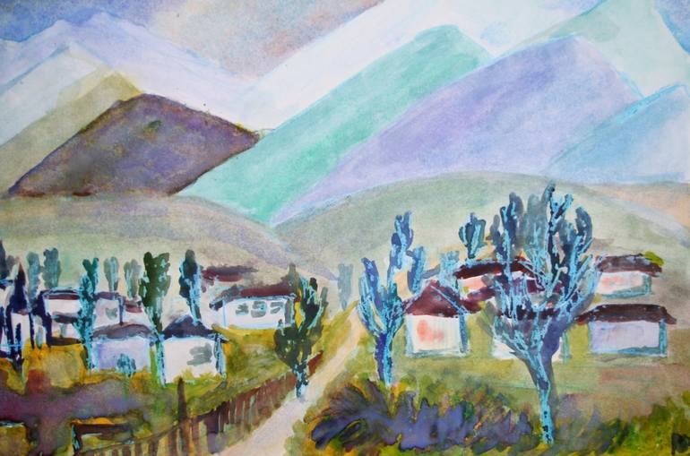 770x509 Saatchi Art Mountain Valley Painting By Aika Baldanova - Mountain Valley Painting