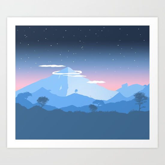 550x550 Mountain View Painting Art Print By Evansmith Society6 - Mountain View Painting