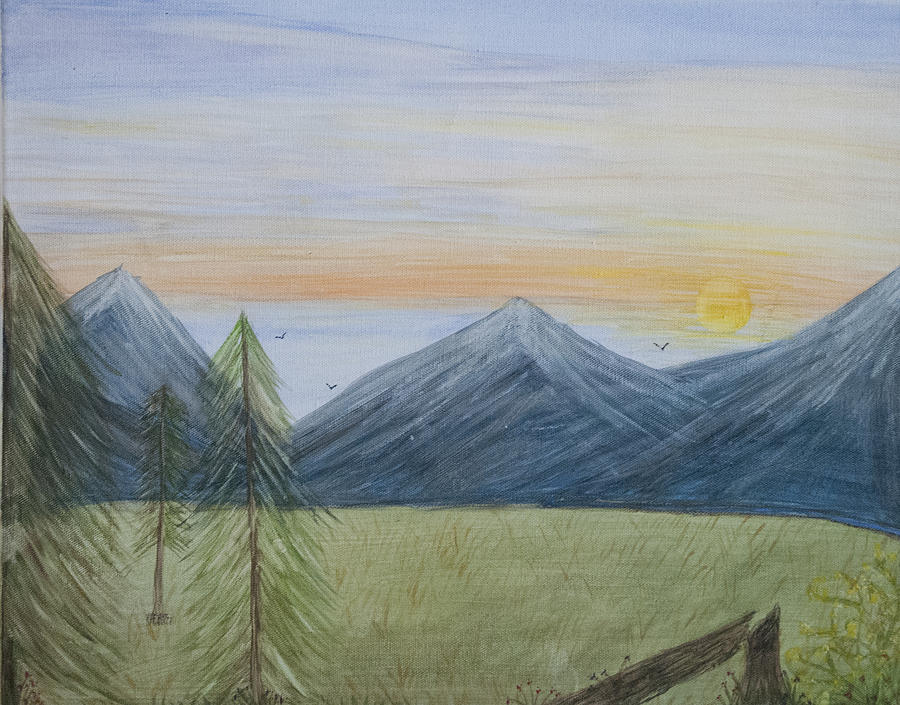 900x705 Mountain View Painting By Britany Heybrock - Mountain View Painting