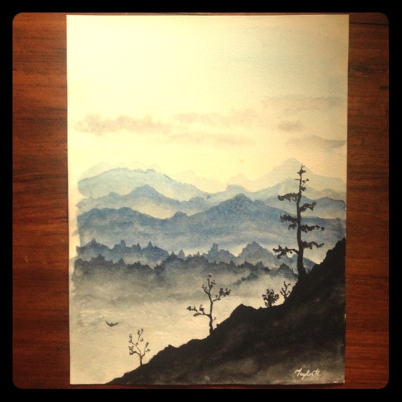 580x580 Other Watercolor Mountain View Painting Poshmark - Mountain View Painting