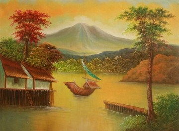 360x265 River And Mountain View Painting - Mountain View Painting
