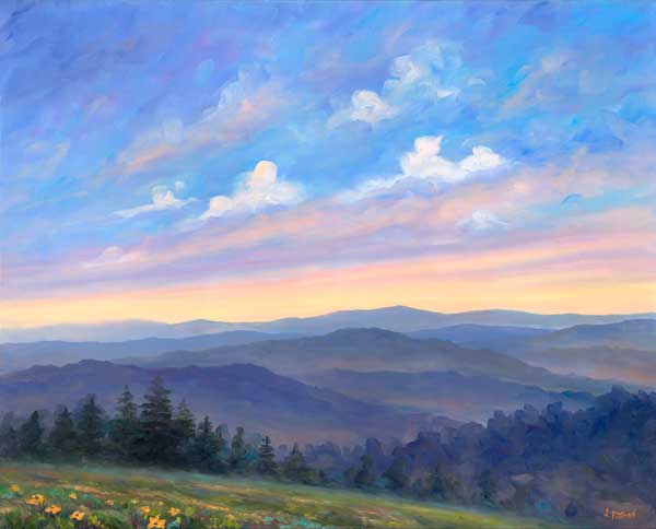 600x484 Smoky Mountain Afternoon View - Mountain View Painting